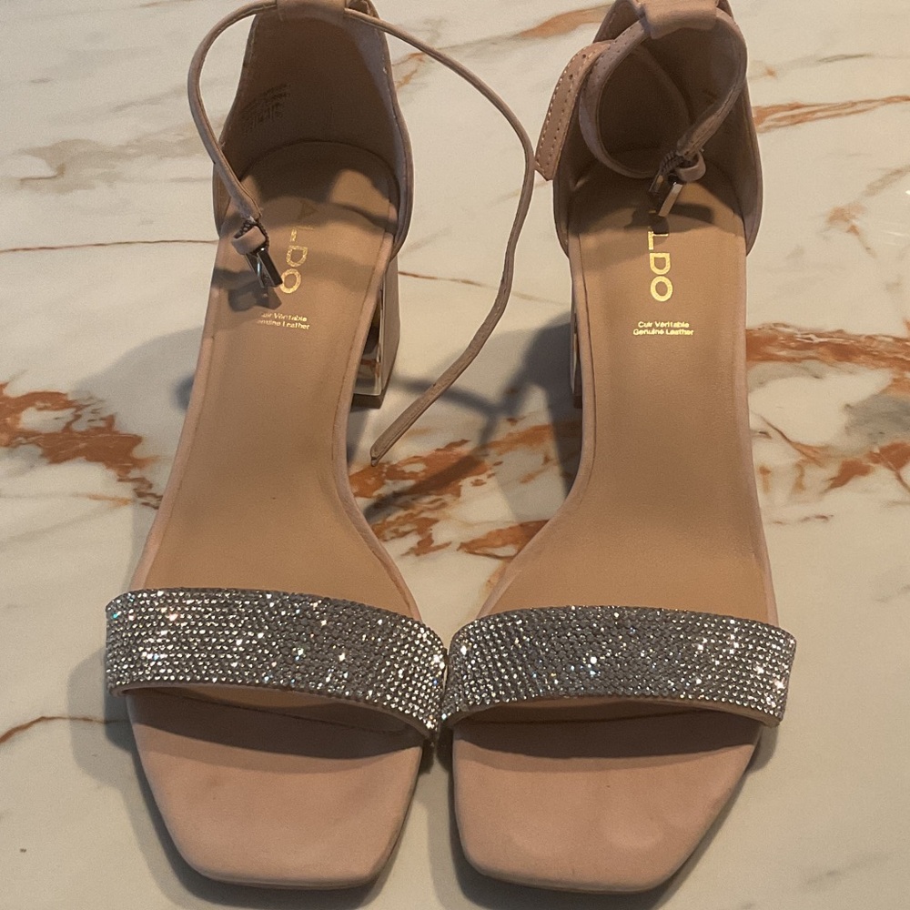 Aldo Blush Heels with Glittering Silver Strap